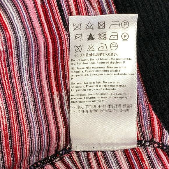 Escada Black Knit Fantasy Multi Color Stripe Bodycon Dress Sz Medium - Picture 7 of 7